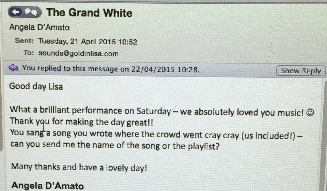 The Grand White Johannesburg GoldinFan